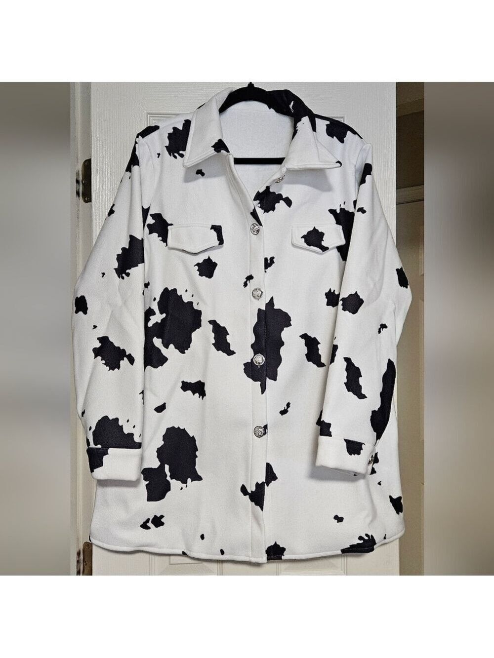 Western Black and White Cow Print Jacket Women's 2XL